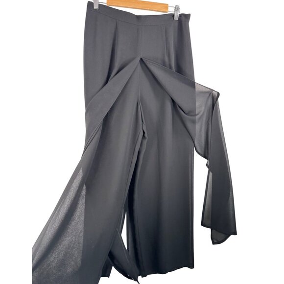 VTG Joseph Ribkoff high waist wide leg chiffon‎ Overlay pants black 90s sz 14 - Picture 5 of 10